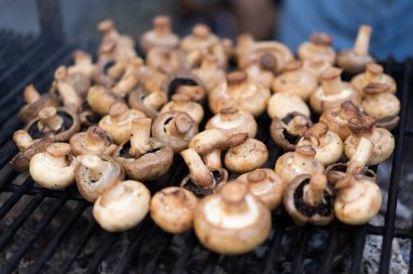 close up of grilled fried mushrooms