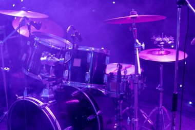 drums on stage during a concert clipart