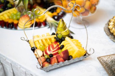 fruit sliced on a plate on celebration