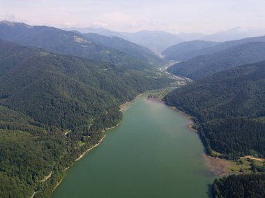 beautiful landscape from a drone on the mountains and the river