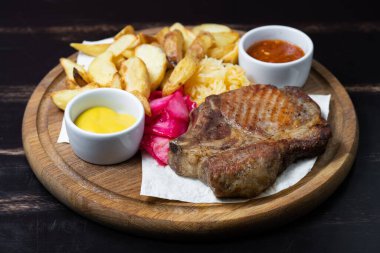 delicious baked meat with potatoes