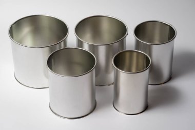 metal round forms for baking Easter for Easter in Ukraine, isolated on a white background