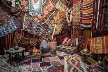 Turkish traditional antique carpets interior