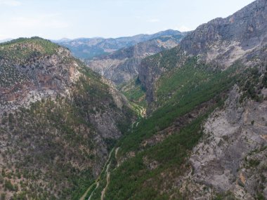 beautiful landscape from a drone on the mountains and the river