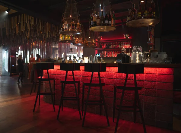 Hermoso Interior Sillas Mostrador Bar Restaurante — Foto de Stock