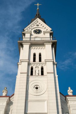Mavi gökyüzünün arka planında güzel bir katedral