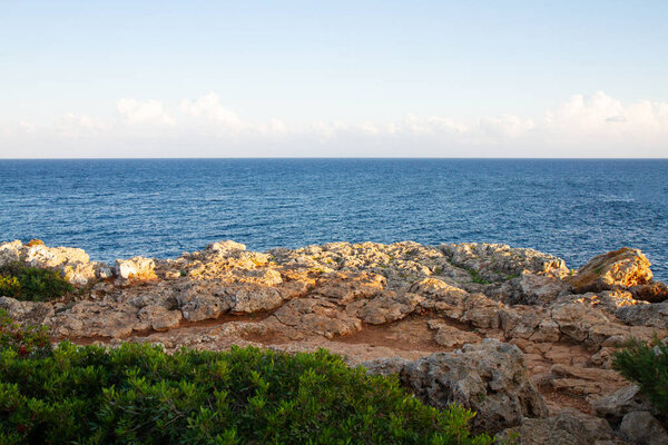 horizon on a beautiful seascape from a rocky shore