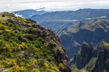 Portekiz 'in Madeira adasındaki güzel dağ manzarası