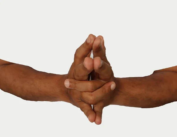 Χέρι Mudras Περιλαμβάνει Τέτοιες Λάσπες Χειρονομίες Απομονώνονται Λευκό Φόντο — Φωτογραφία Αρχείου
