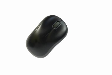 Beyaz arkaplanda modern siyah bilgisayar faresi