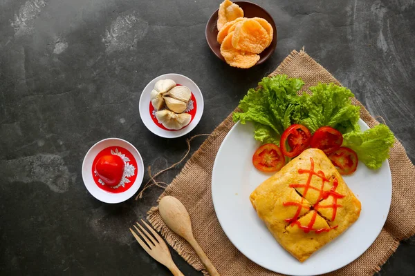Nasi Goreng Pattaya Pattaya Gebakken Rijst Gevulde Omelette Gebakken Rijst — Stockfoto