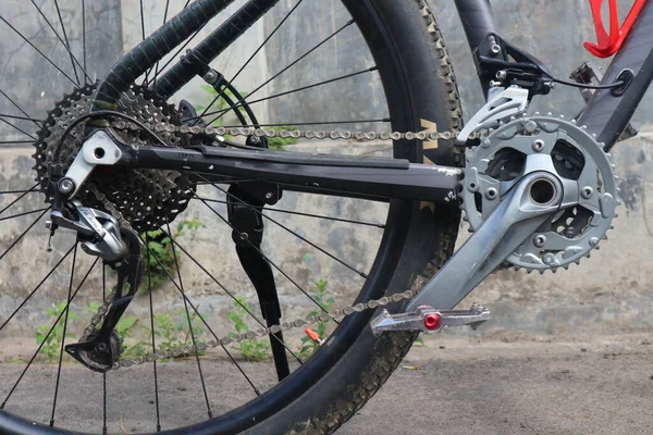 Fita Cassete Corrente Rodas Engrenagem Bicicleta Closeup Engrenagens Mecânicas Cassete — Fotografia de Stock