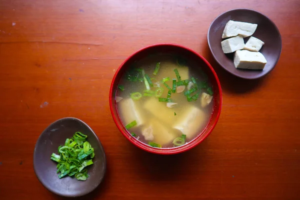 Misosoppa Eller Japansk Misosoppa Skål Bordet Japansk Mat Form Soppa — Stockfoto