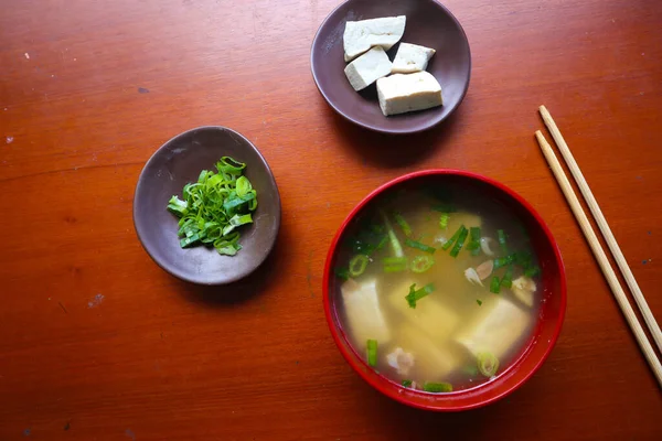 Soupe Miso Soupe Miso Japonaise Dans Bol Sur Table Cuisine — Photo