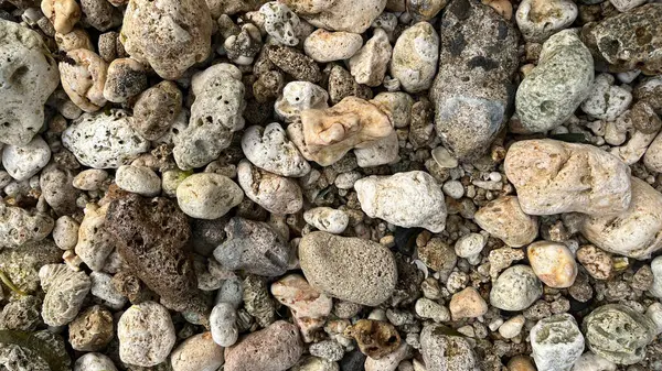 Bazıları gri, bazıları kahverengi olan bir kaya yığını.