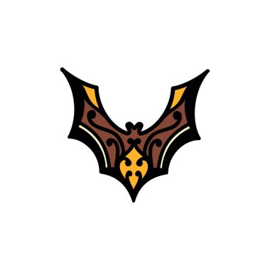 Süslü yarasa klibi vektör illüstrasyon elementi izole edilmiş hayvan tasarımı