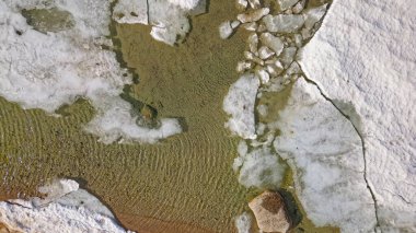 Gürcistan Körfezi Buz Kütleleri 'nin Isınma İklimi nedeniyle Şubat ayında Ayrılıp Eriyen İHA görüntüleri