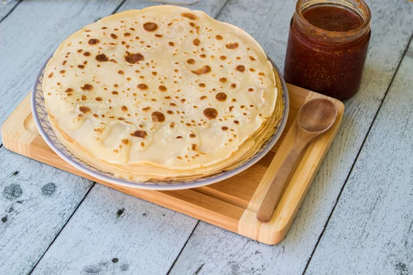 Homemade Pancakes Jam Fig — Stock Photo, Image