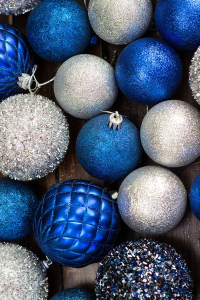 Adornos Azules Plateados Para Navidad — Foto de Stock