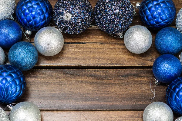 Adornos Azules Plateados Para Navidad — Foto de Stock