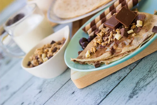 Креветки Шоколадом Обробній Дошці Інгредієнтами — стокове фото