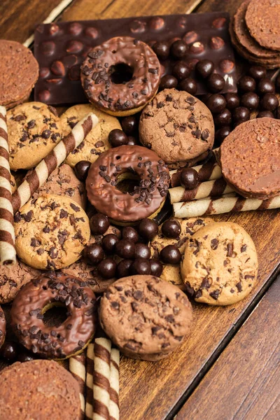 Choklad Och Kex Sortiment Bakgrund — Stockfoto