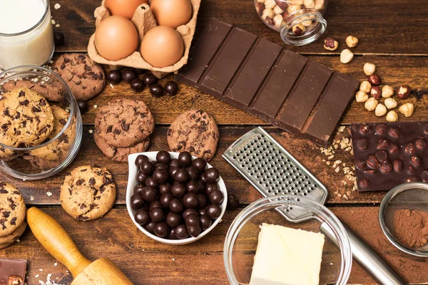 Готуємо Домашнє Печиво Шоколадними Чіпсами — стокове фото