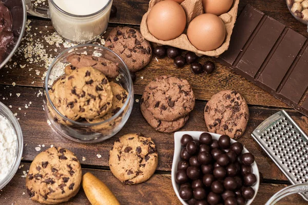 Hacer Galletas Chocolate Con Todos Los Ingredientes — Foto de Stock