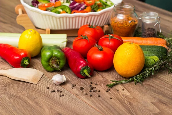 Ensalada Sana Fresca Tazón Con Verduras Frutas — Foto de Stock