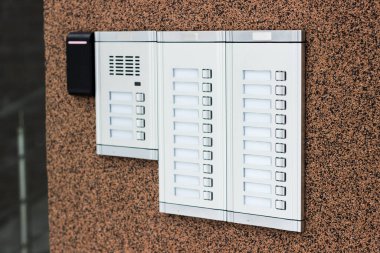 Intercom building and security keypad. Empty intercom.
