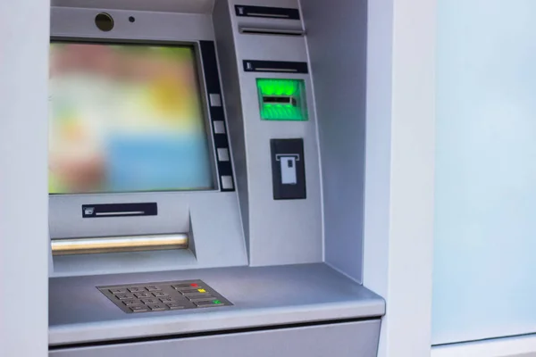 Nowoczesny Bankomat Uliczny Wypłat Pieniędzy Innych Transakcji Finansowych — Zdjęcie stockowe
