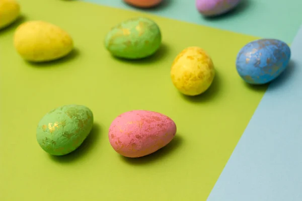 Χρωματιστά Πασχαλινά Αυγά Στο Φόντο Χρώμα Πολύχρωμη Συλλογή Από Αυγά — Φωτογραφία Αρχείου