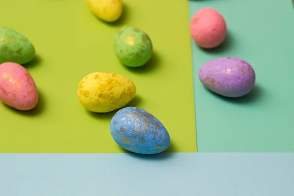 Huevos Pascua Colores Sobre Fondo Color Colorida Colección Huevos Pascua — Foto de Stock