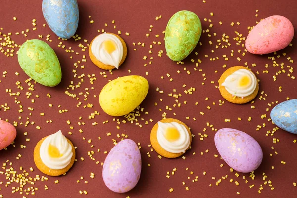 stock image Easter cookies on colorful background