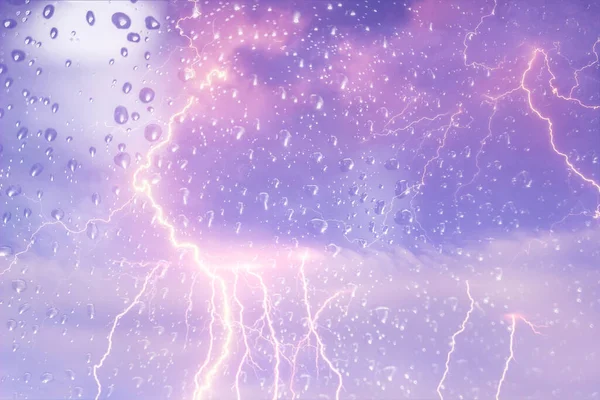 Гром Молния Дождь Время Летней Бури Закате — стоковое фото