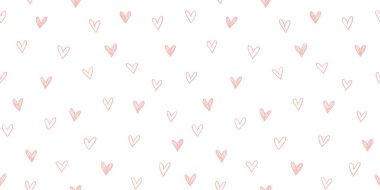 Hand drawn cute hearts background. Seamless pattern for Valentine's Day. Vector illustration.
