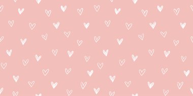Hand drawn cute hearts background. Seamless pattern for Valentine's Day. Vector illustration.