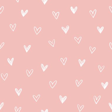 Hand drawn cute hearts background. Seamless pattern for Valentine's Day. Vector illustration.