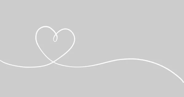 One Line Drawing Heart Love Sign Continuous One Line Drawing — Vector de stock