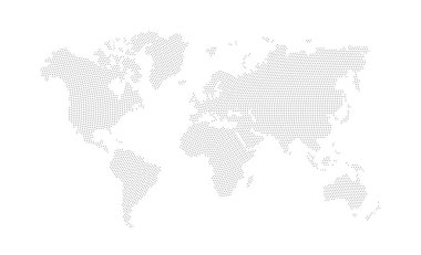 Noktalı dünya haritası. Düz tasarım, vektör illüstrasyonu.