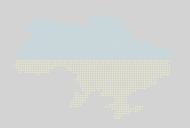 Ukrayna 'nın noktalı haritası. Düz tasarım, vektör illüstrasyonu.