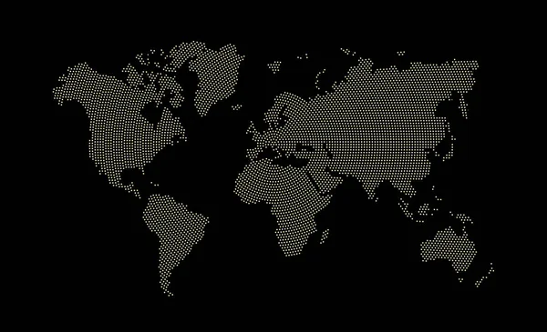 点在する世界地図 平面図ベクトル図 — ストックベクタ