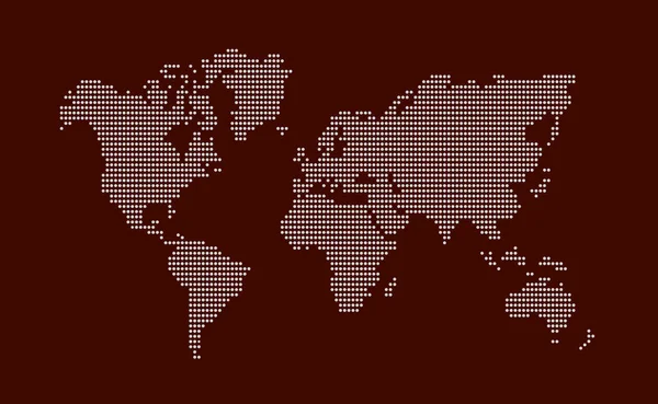 Dotted Wereldkaart Platte Vormgeving Vectorillustratie — Stockvector