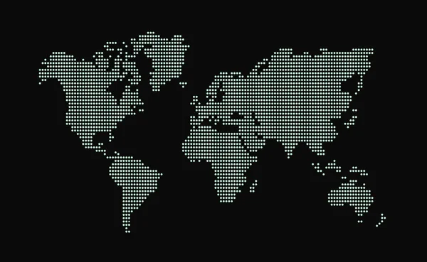 Noktalı Dünya Haritası Düz Tasarım Vektör Illüstrasyonu — Stok Vektör