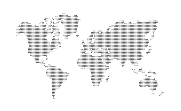 Mapa Mundo Pontilhado Design Plano Ilustração Vetorial — Vetor de Stock