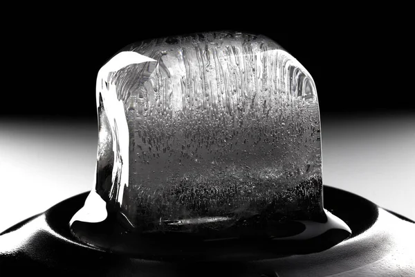 Eiswürfel Auf Schwarzem Hintergrund Kleines Foto Nahaufnahme — Stockfoto