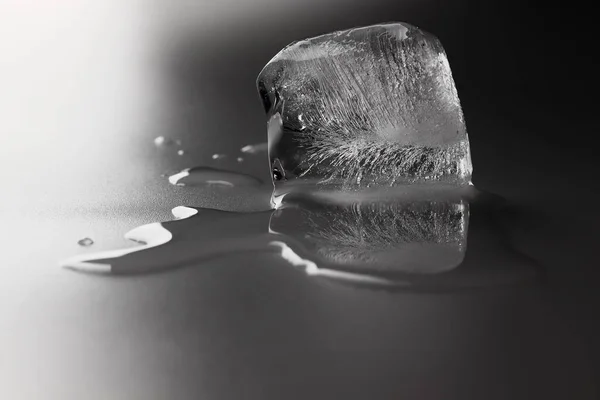 Composição Aproximada Gelo Esmagado Derrete Refletido Água — Fotografia de Stock