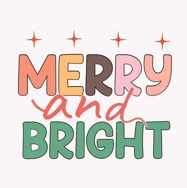 Merry Bright Christmas Quote Retro Typography Design — Stock Photo, Image