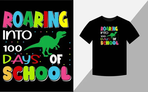 Roaring 100 Days School Shirt Design Kids — Zdjęcie stockowe
