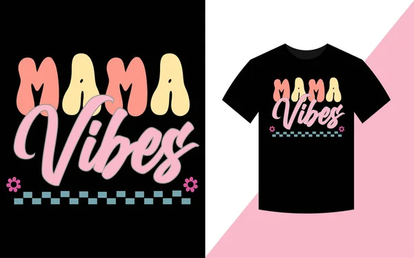 Mama Vibes Día Madre Mejor Diseño Camiseta Retro Groovy — Foto de Stock